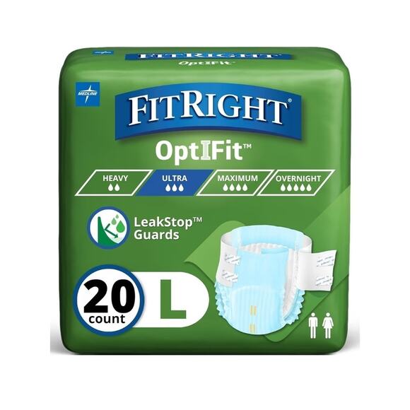 FitRight Extra+ Adult Diapers, Incontinence Briefs Large (44"-56") 20 Count - Picture 1 of 6